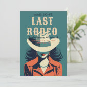 ラストロデオヴィンテージブルーティール（緑がかった色）バチェロレッテ週末 招待状 (スタンド正面)