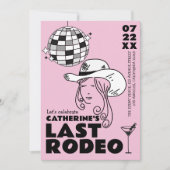 ラストロデオ女性のカーボーイディスコハンドドロードバチェロレッテ 招待状 (正面)