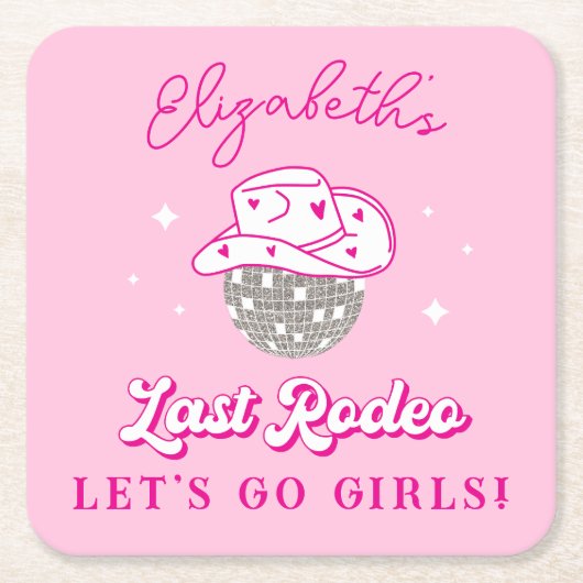 ラストロデオ女性のカーボーイバチェロレッテレッツゴーガールズ スクエアペーパーコースター (正面)