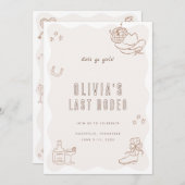 ラストロデオ女性のカーボーイバチェロレッテ週末招待状 招待状 (正面/裏面)