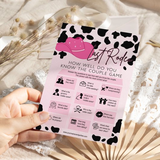 ラストロデオ女性のカーボーイブライダルシャワーバチェロレッテゲーム 招待状