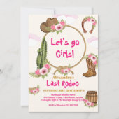 ラストロデオ女性のカーボーイブライダルシャワー 招待状 (正面)