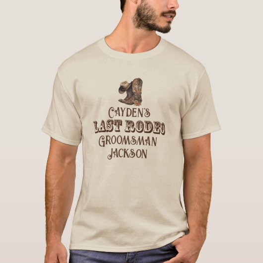 ラストロデオ独身最後の祭りカウボーイ仲間 Tシャツ (正面)