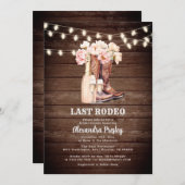 ラストロデオ素朴女性のカーボーイウェスタンブライダルシャワー 招待状 (正面/裏面)