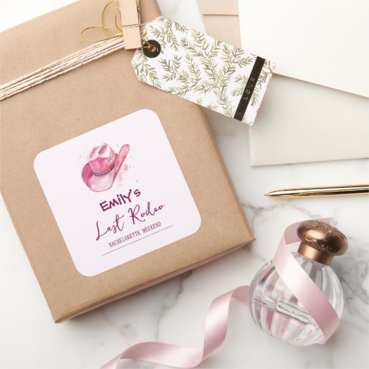 ラストロデオ・バチェロレッテウィークエンド | ピンクステッカー スクエアシール (ギフト)