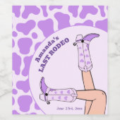 ラストロデオ パープルカウガール ブライダルシャワーパーティー ワインラベル (シングルラベル)