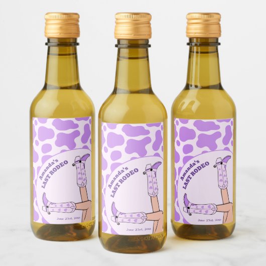 ラストロデオ パープルカウガール ブライダルシャワーパーティー ワインラベル (ボトル)