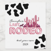 ラストロードバルーンフォントと牛のプリント、女性のカーボーイ ワインラベル (シングルラベル)