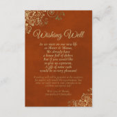 ラスト オレンジ & ゴールドレース ウェディング ウィッシング ウェル ポエム エンクロージャーカード (正面)