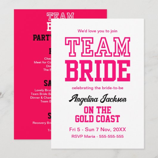 ラスト シングル ガールズ ウィークエンド ホット ピンク 招待状 (正面/裏面)