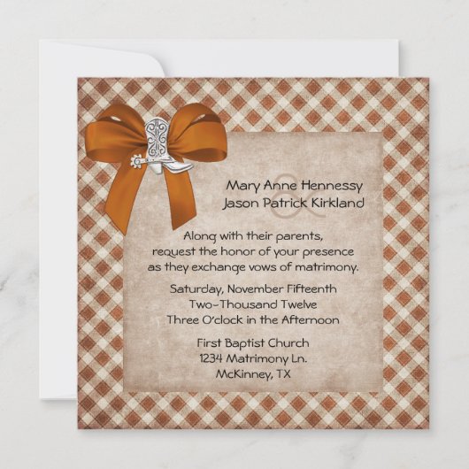 ラスト&タンウェスタン素朴テーマ結婚式招待状 招待状 (正面)