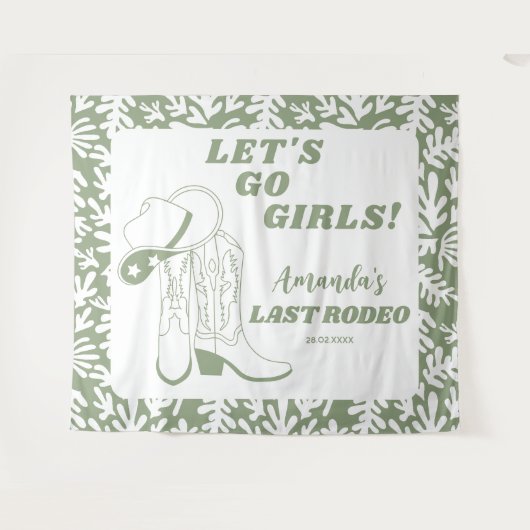 ラスト ロデオ ウェスタンカウガール バチェロレッテ パーティー タペストリー (正面(横))