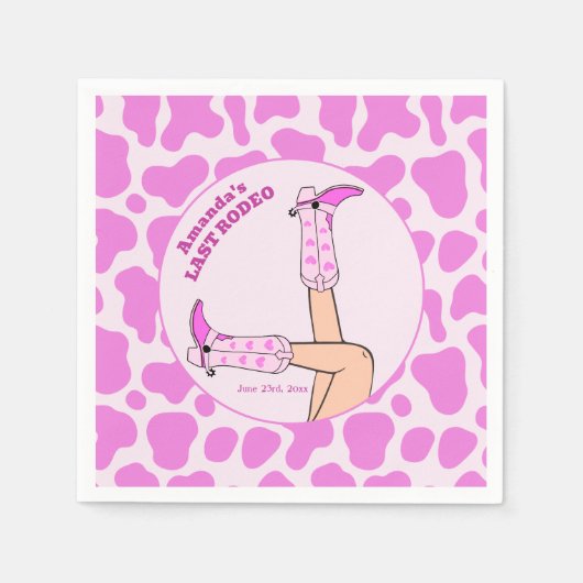 ラスト ロデオ ピンクカウガール ブライダルシャワーパーティー スタンダードカクテルナプキン (正面)