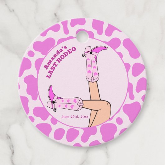 ラスト ロデオ ピンクカウガール ブライダル シャワー パーティー フェイバータグ (正面)