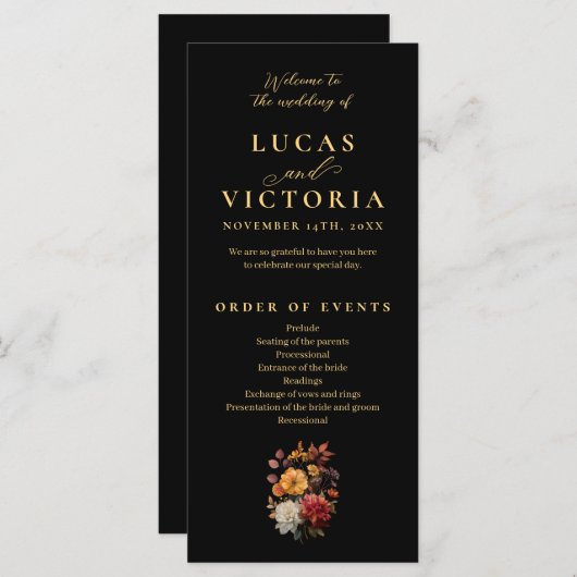 ラスト&開花ムーディオータムフローラ結婚式 プログラム (正面/裏面)