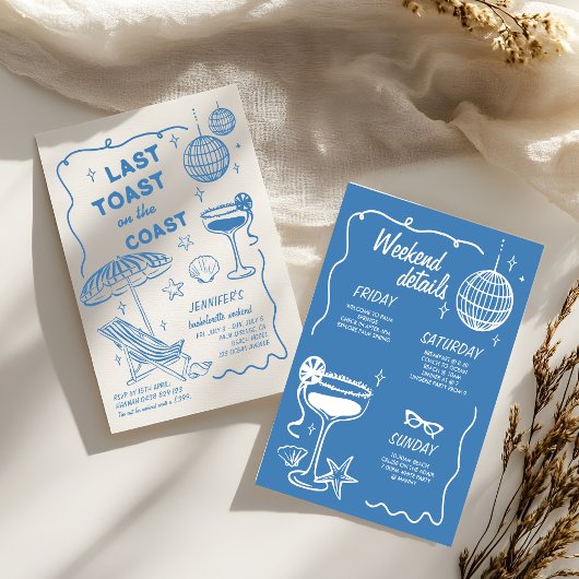 ラスト toast  レトロ ドゥードル  バチェロレッテ ウィークエンド 招待状