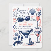 ラスト toast 海岸 Bachelorette Weekend 招待状 (正面)