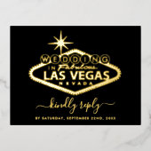 ラスベエレガントガス目的地ウェディングRSVP 実在 箔招待状ポストカード (正面)