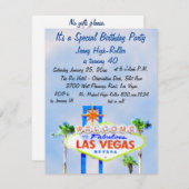 ラスベガかわいらしス誕生日パーティーブルースカイサイン 招待状 (正面/裏面)