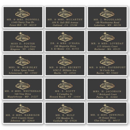ラスベガエレガントスの目的地の結婚式の住所 シール (正面)