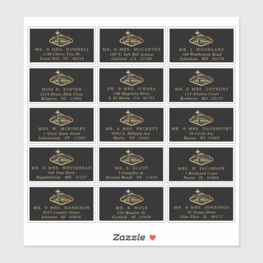 ラスベガエレガントスの目的地の結婚式の住所 シール (シート)