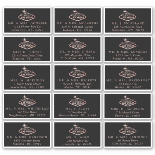 ラスベガエレガントスの目的地の結婚式の住所 シール (正面)
