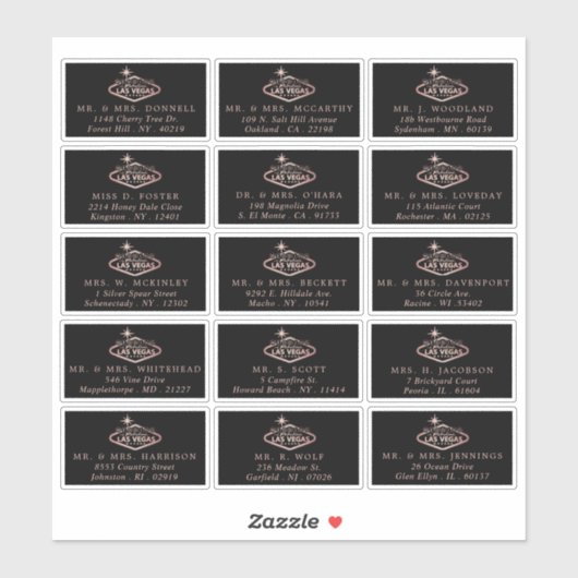 ラスベガエレガントスの目的地の結婚式の住所 シール (シート)