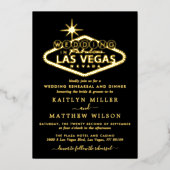 ラスベガエレガントス行き先のウェディングリハーサル 箔招待状 (正面)