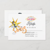ラスベガスお洒落ウェディングRSVPカード 出欠カード (正面/裏面)