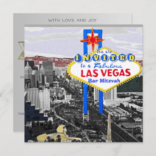 ラスベガスお祝い招待状パーソナライズされた標識 招待状 (正面/裏面)