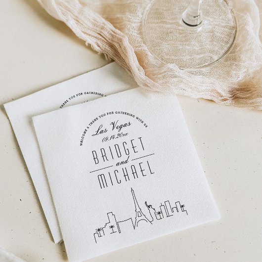 ラスベガスでの愛 | デコモダンシティスカイライン スタンダードカクテルナプキン