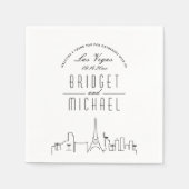 ラスベガスでの愛 | デコモダンシティスカイライン スタンダードカクテルナプキン (正面)