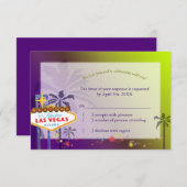 ラスベガスでの楽しい目的地ウェディングの出欠確認 出欠カード (正面/裏面)