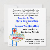 ラスベガスでの結婚発表, ラスベガス ウェディング 案内状 (裏面)