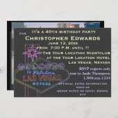 ラスベガスでの40歳の誕生日（男性向け） 招待状 (正面/裏面)