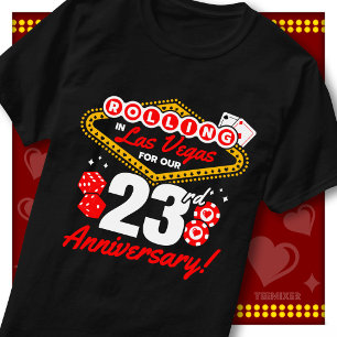 ラスベガスでローリング 23周年記念カップル旅行 Tシャツ