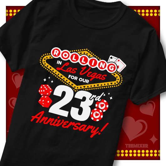 ラスベガスでローリング 23周年記念カップル旅行 Tシャツ
