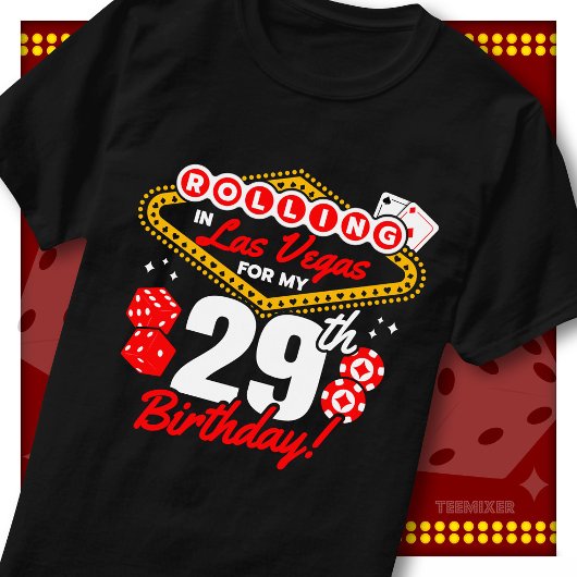 ラスベガスでロールする29歳の誕生日カジノパーティー Tシャツ