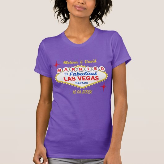 ラスベガスで新婚旅行 ウェディング Tシャツ (正面)