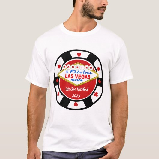 ラスベガスで結婚式 ポーカー チップ Tシャツ (正面)