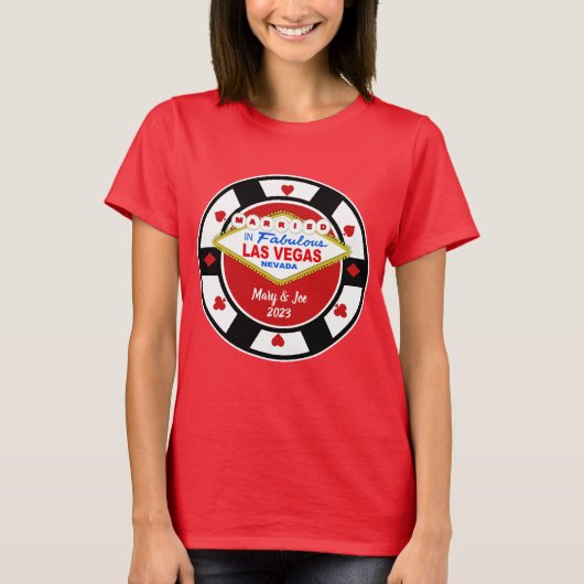 ラスベガスで結婚 ポーカー チップ Tシャツ (正面)