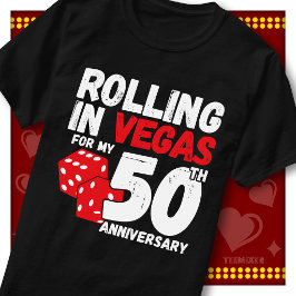 ラスベガスで転がせ 50周年記念の面白いカップル Tシャツ