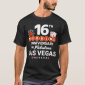 ラスベガスで16周年記念を祝うウエディングペア Tシャツ (正面)