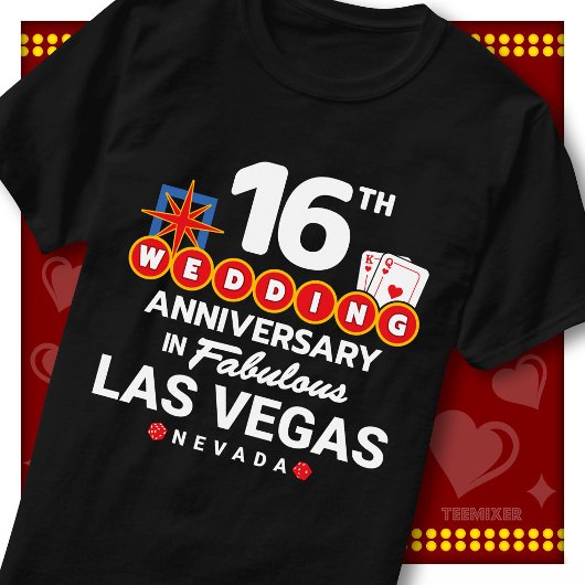 ラスベガスで16周年記念を祝うウエディングペア Tシャツ