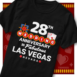 ラスベガスで28周年記念を祝うウエディングペア Tシャツ