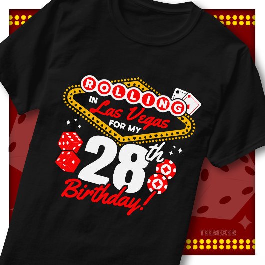 ラスベガスで28歳の誕生日を祝おう カジノパーティー Tシャツ