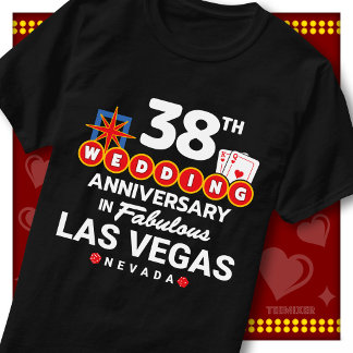 ラスベガスで38周年記念を祝うウエディングペア Tシャツ