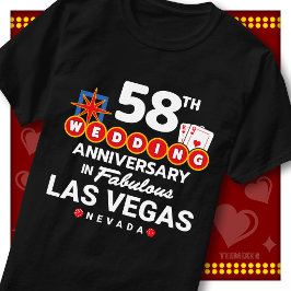 ラスベガスで58周年記念を祝うウエディングペア Tシャツ