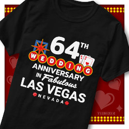 ラスベガスで64回目の結婚記念日を祝おう ウェディングペア Tシャツ