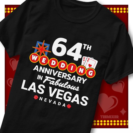 ラスベガスで64回目の結婚記念日を祝おう ウェディングペア Tシャツ